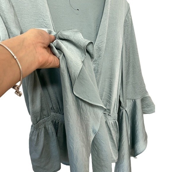 Express Sage Green Wrap Blouse - Picture 4 of 6